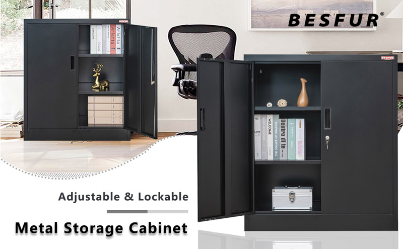 Half-height Black Locking Storage Cabinet – Besfur