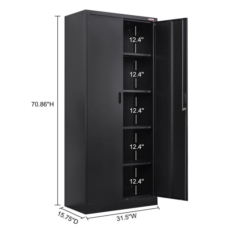 Metal Storage Cabinet 71-inch Tall – Black – Besfur