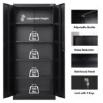 Metal Storage Cabinet 71-inch Tall - Black (3)