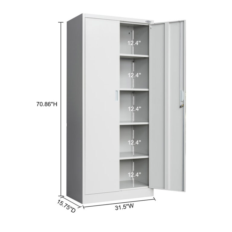 Metal Storage Cabinet 71-inch Tall – White – Besfur