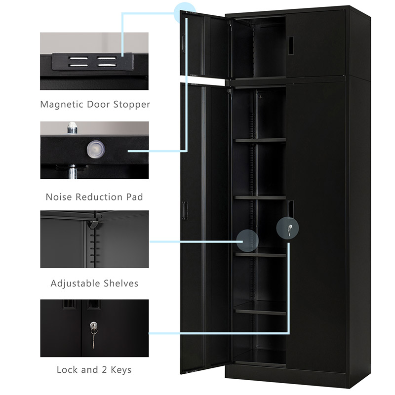 87-inch Metal Storage Cabinet in Black – Besfur